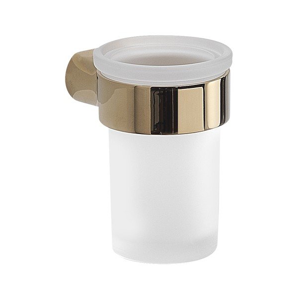 Biały/w kolorze złota ścienny szklany kubek na szczoteczki do zębów Gedy Pirenei – Sapho