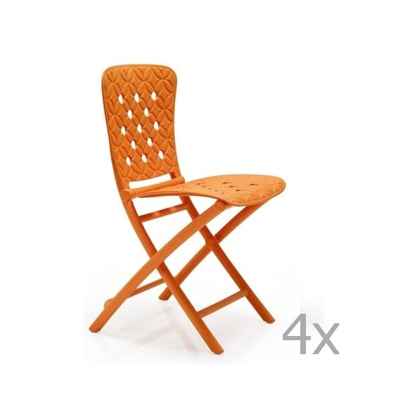 Zestaw 4 pomarańczowych krzeseł ogrodowych Nardi Zac Classic Spring