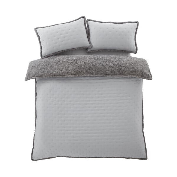 Szara pościel dwuosobowa z materiału sherpa 200x200 cm Cosy Nori – Catherine Lansfield