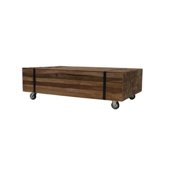 Stolik na kółkach z drewna tekowego HSM Collection Singa, 70x110 cm