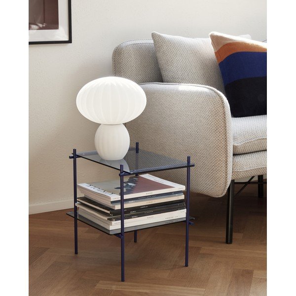 Biała szklana lampa stołowa (wysokość 28 cm) Kumu – Hübsch-image-1