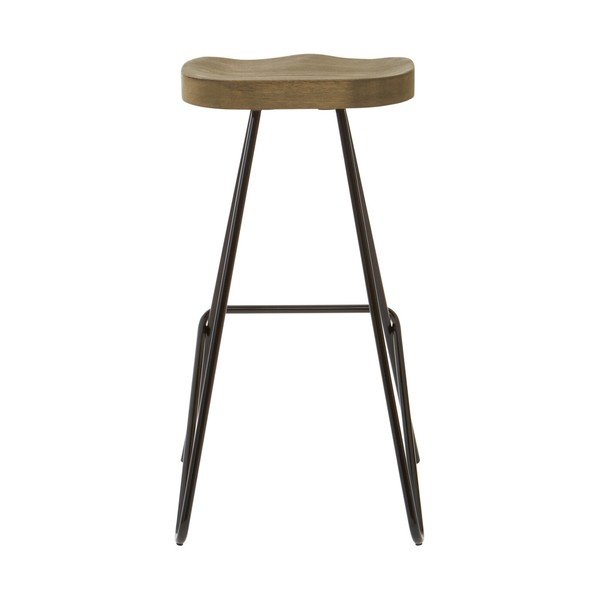 Czarny/w naturalnym kolorze hoker z litego drewna wiązu (wysokość siedziska 78 cm) District – Premier Housewares-image-2