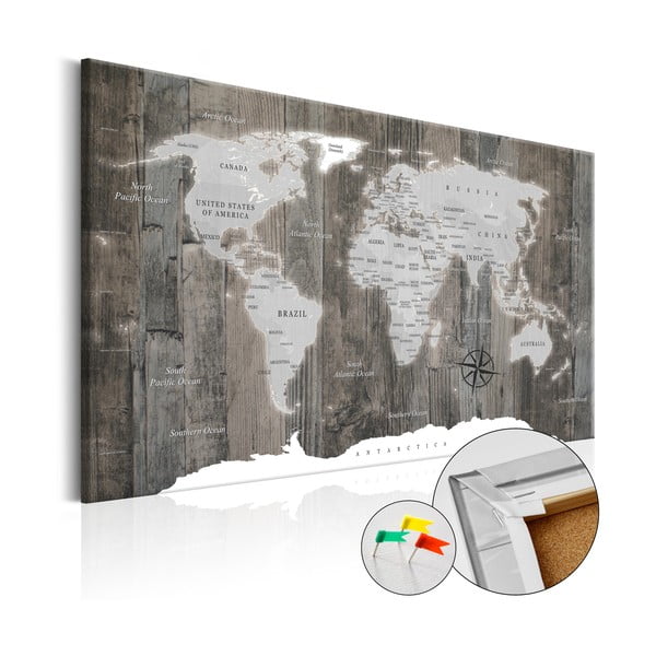 Tablica z mapą świata Artgeist World of Wood 90x60 cm