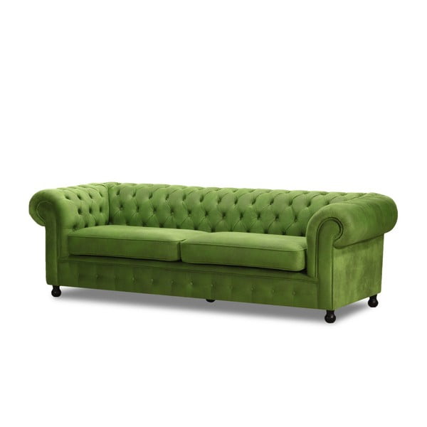 Zielona sofa trzyosobowa Wintech Chesterfield