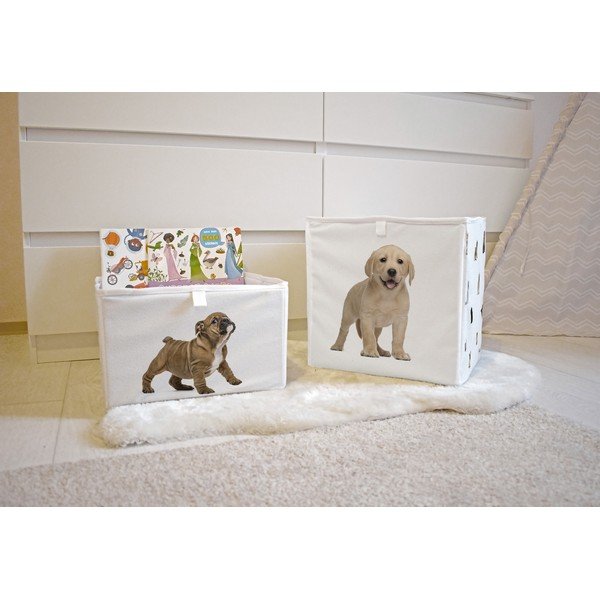 Biały tekstylny dziecięcy pojemnik na zabawki 32x32x32 cm The Cutest Ones – Butter Kings-image-1