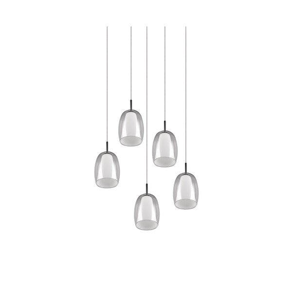 Lampa wisząca w kolorze srebra ze szklanym kloszem ø 48 cm Barret – Trio Select-image-3