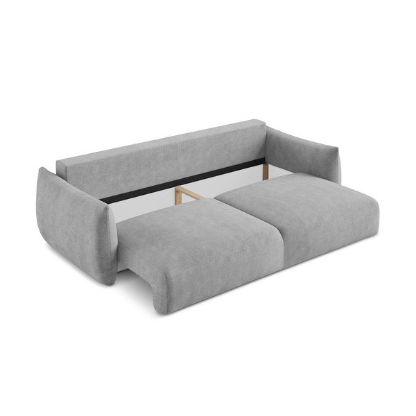 Jasnoszara rozkładana sofa z tkaniny szenilowej 230 cm Leila – Makamii-image-4