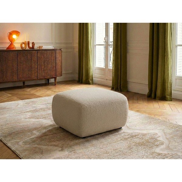 Beżowy podnóżek z materiału bouclé Montaigne – Bobochic Paris-image-1