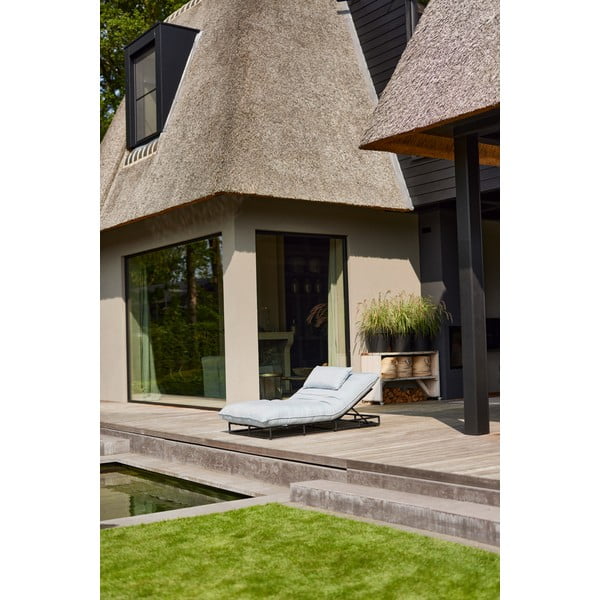 Niebieski metalowo-tapicerowany leżak ogrodowy Emma − Hartman-image-4