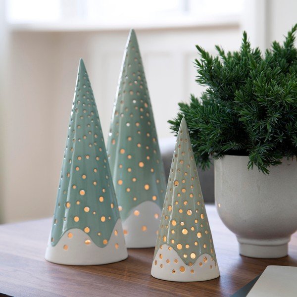 Turkusowy świąteczny świecznik z porcelany kostnej Kähler Design Nobili, wys. 25,5 cm-image-2