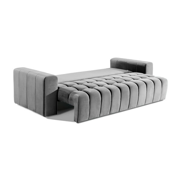 Jasnoszara aksamitna rozkładana/ze schowkiem sofa 247 cm Lazaro – ELTAP-image-3