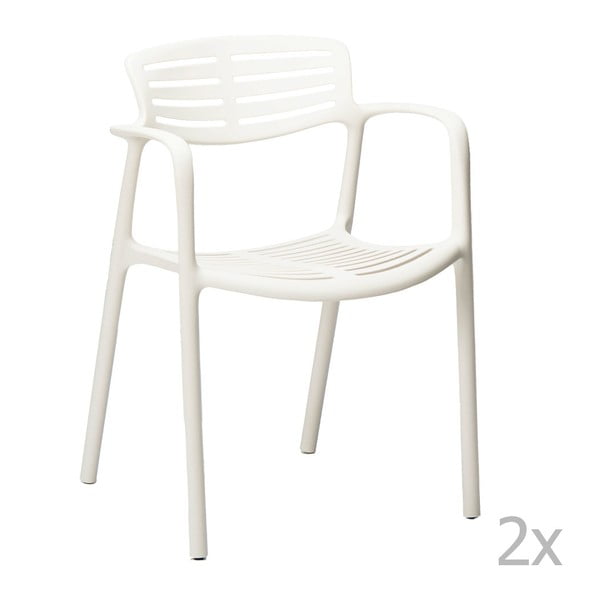 Zestaw 4 białych krzeseł ogrodowych z podłokietnikami Resol Toledo Aire