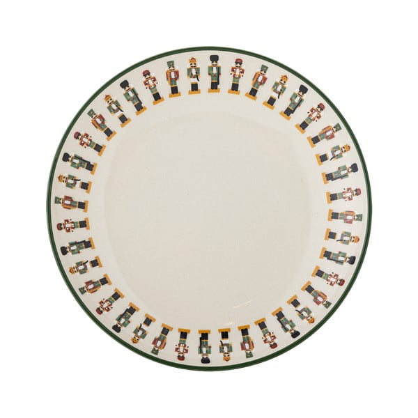 Kremowy kamionkowy talerz deserowy ze świątecznym motywem ø 16 cm Jolly – Bloomingville
