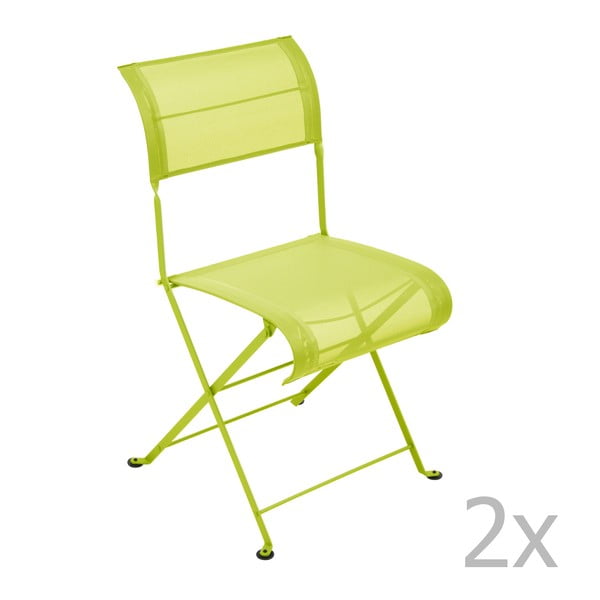 Zestaw 2 limonkowych krzeseł składanych Fermob Dune