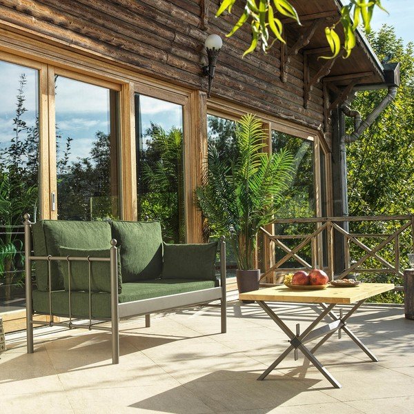 Zielona metalowa sofa ogrodowa Lalas – Floriane Garden-image-3