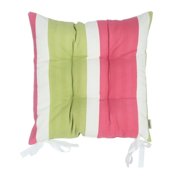 Różowo-zielona poduszka na krzesło Mike & Co. NEW YORK Stripes, 43x43 cm