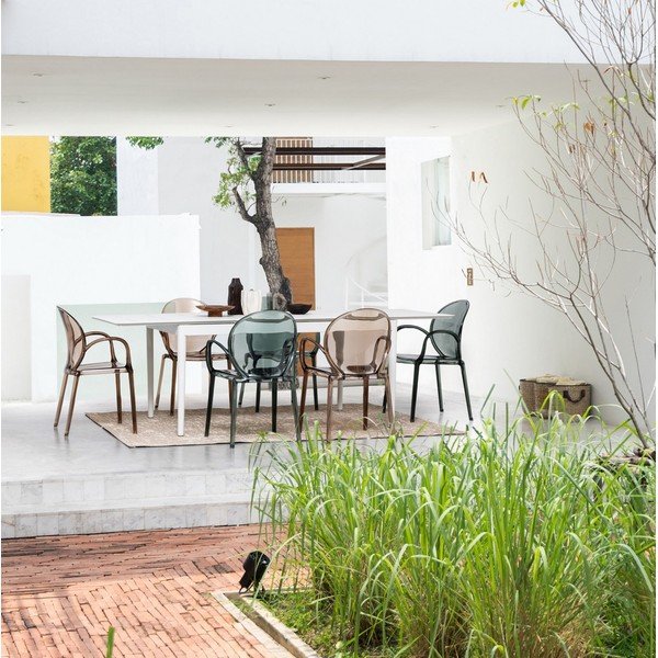 Jasnobrązowe plastikowe krzesło ogrodowe Camilla – Bizzotto-image-1