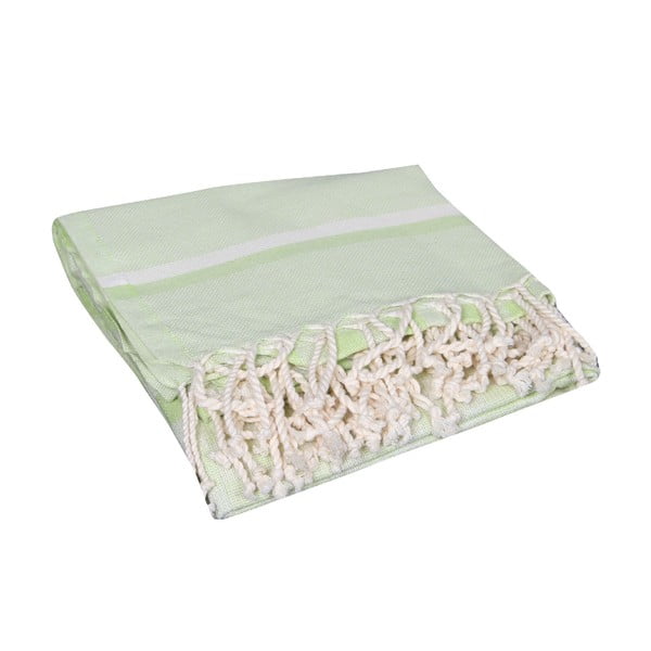 Zielony ręcznik hammam Hera Green, 90x190 cm