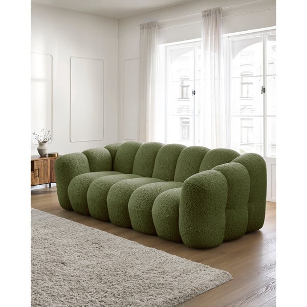 Zielona sofa z materiału bouclé 232 cm Hippolyte – Bobochic Paris-image-1