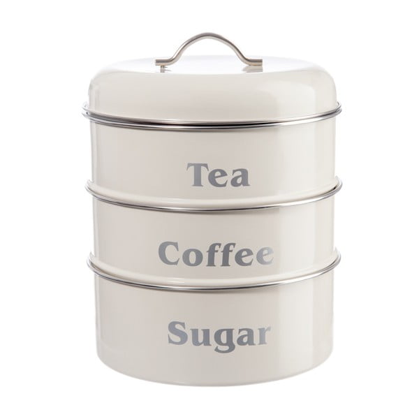 Zestaw 3 pojemników Cream Tea, Coffee and Sugar, 18x28 cm