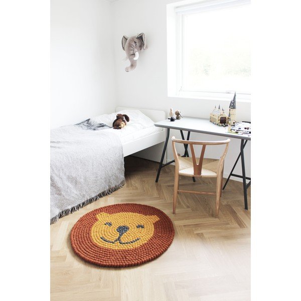 Dziecięcy wełniany dywan kulkowy Wooldot Ball Rugs Lion, ⌀ 90 cm-image-4