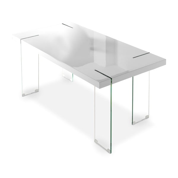 Biały stół z nogami z hartowanego szkła Pondedor, 90x160 cm