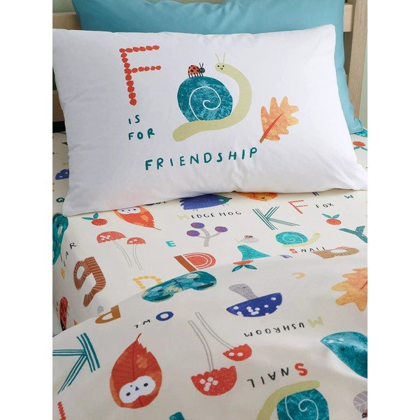 Prześcieradło dziecięce do łóżeczka z gumką 70x140 cm Woodland Alphabet – RHS-image-1