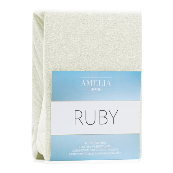 Kremowe prześcieradło frotte z gumką 240x220 cm Ruby – AmeliaHome-image-2