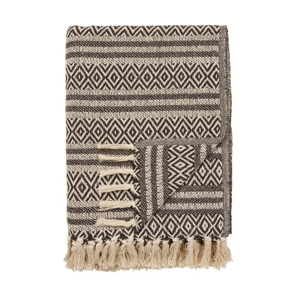 Brązowy koc z bawełny z recyklingu 130x180 cm Adana – House Nordic