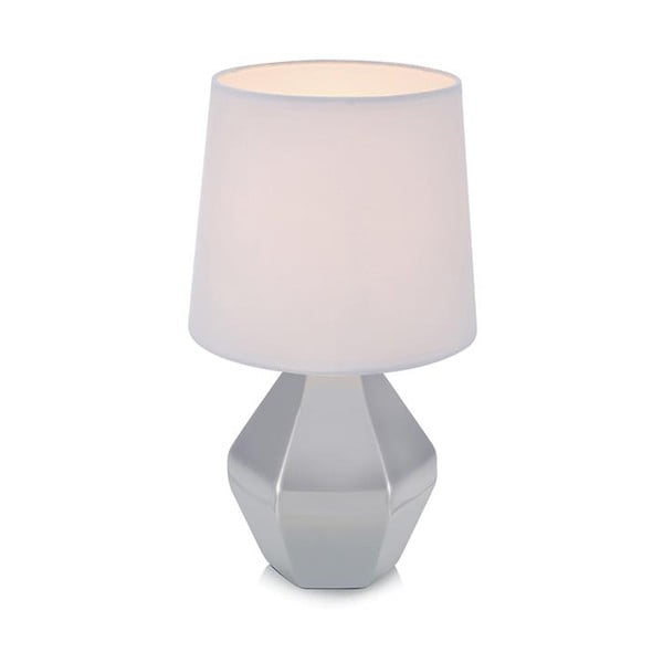 Srebrna lampa stołowa s bílým stínidlem Markslöjd Ruby