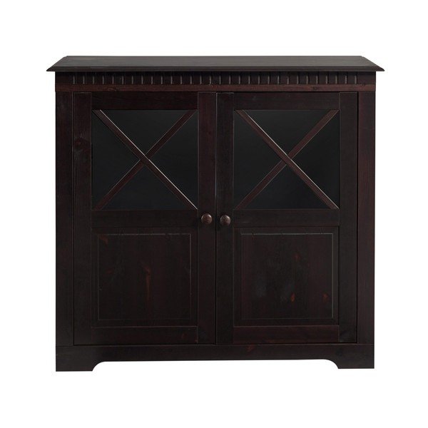 Ciemnobrązowa witryna z litego drewna sosnowego 95x35 cm Lisa – Støraa