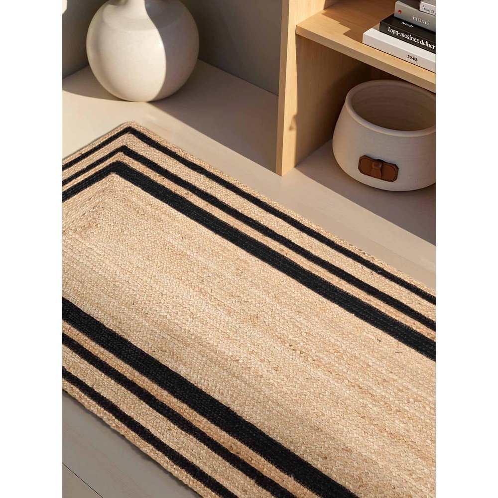 Czarno-naturalny ręcznie tkany dwustronny dywan z juty 70x200 cm Jutta – Hanse Home (zdjęcie 5)