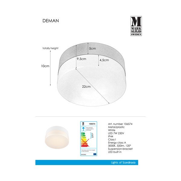 Biała lampa sufitowa Markslöjd Deman-image-1