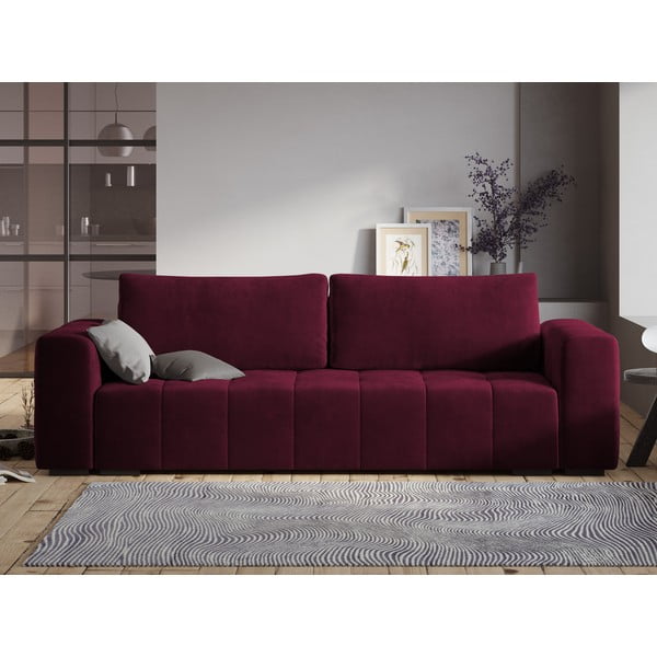 Ciemnoczerwona aksamitna rozkładana sofa Milo Casa Luca-image-1
