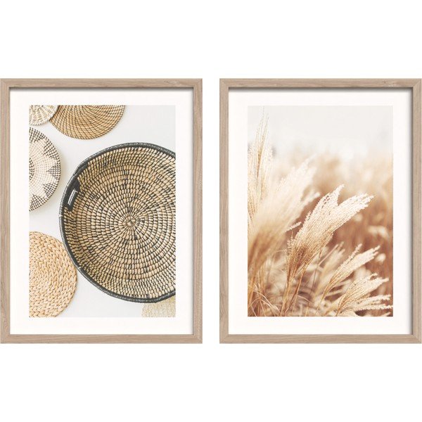 Obrazy zestaw 2 szt. drukowane z ramą w zestawie 30x40 cm Full Beige – Styler