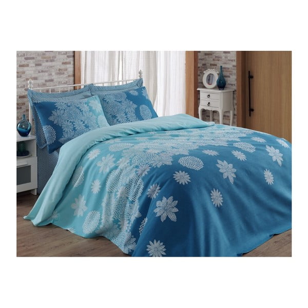 Niebieska narzuta na łóżko Adla, 200x235 cm