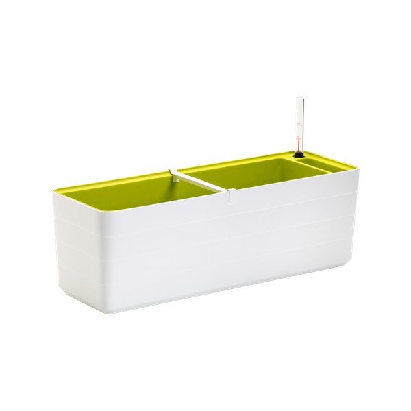 Biało-zielona doniczka z systemem nawadniania Plastia Berberis, dł. 59 cm-image-1