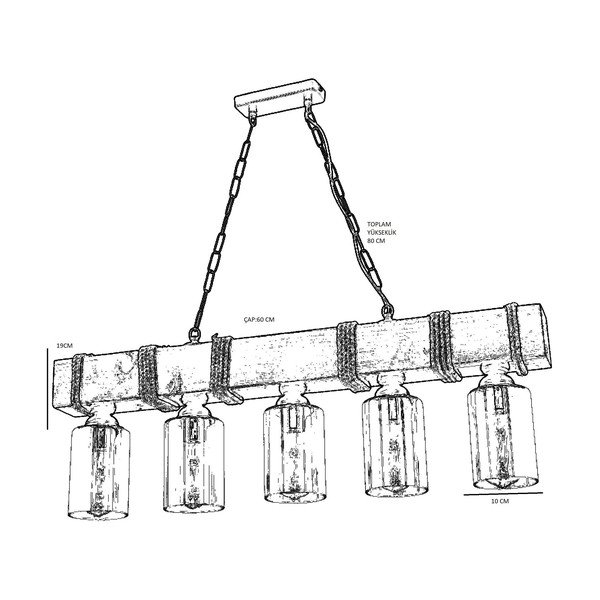 Lampa wisząca z drewna grabu Simona 5li-image-1