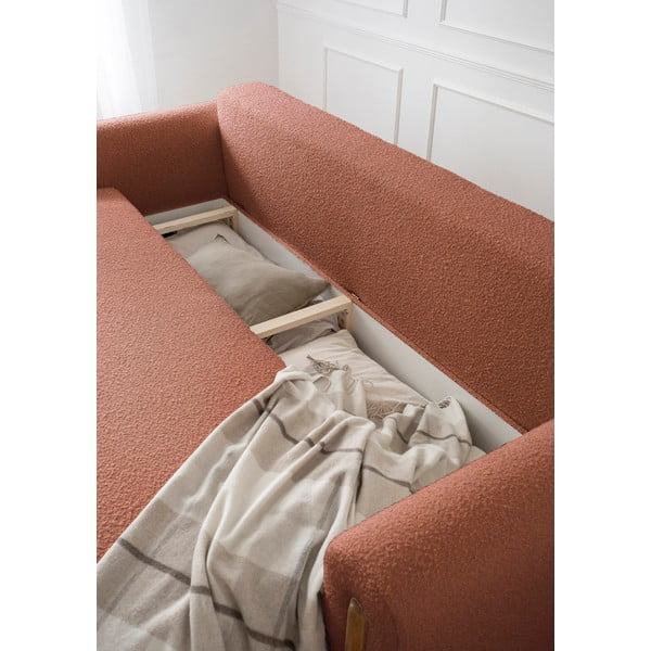 Rozkładana/ze schowkiem sofa z materiału bouclé w kolorze terakoty 244 cm Arcadova – ELTAP-image-4