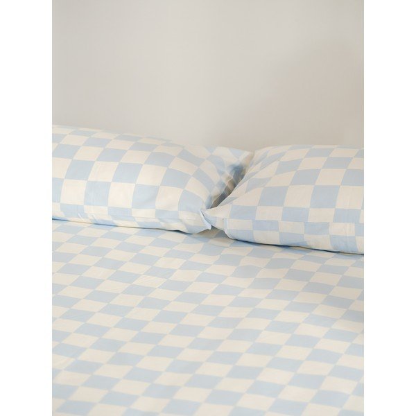 Jasnoniebiesko-kremowa poszwa na kołdrę jednoosobowa z satyny bawełnianej 140x200 cm Plu – noo.ma-image-2