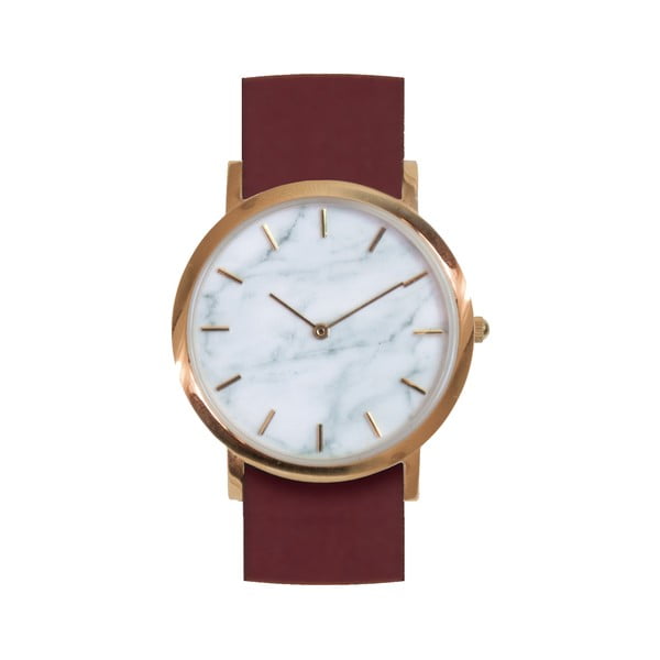 Biały marmurkowy zegarek z czerwonym paskiem Analog Watch Co. Classic