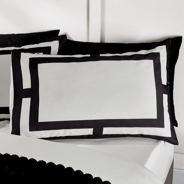 Czarno-biała pościel dwuosobowa 200x200 cm Mono Panel – Catherine Lansfield-image-1