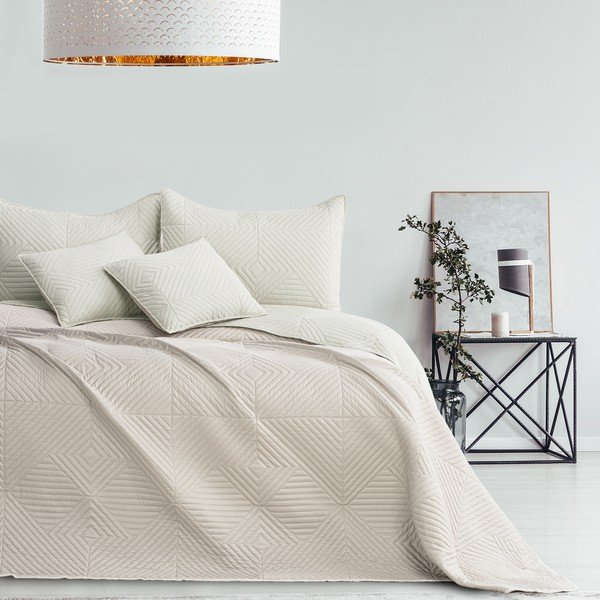 Kremowa narzuta pikowana z mikrowłókna 220x240 cm Softa – Restilo-image-2