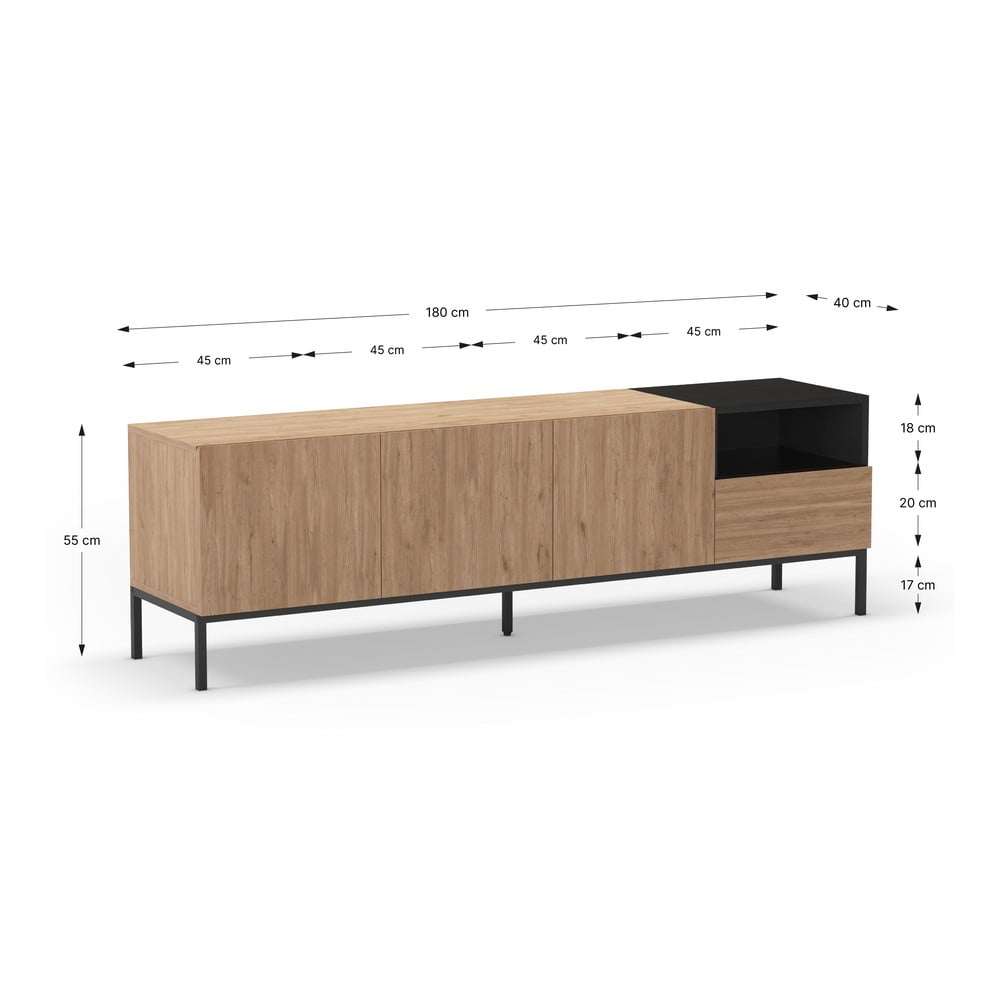 Szafka pod TV w naturalnym kolorze 180x55 cm Cailin – Marckeric (zdjęcie 9)