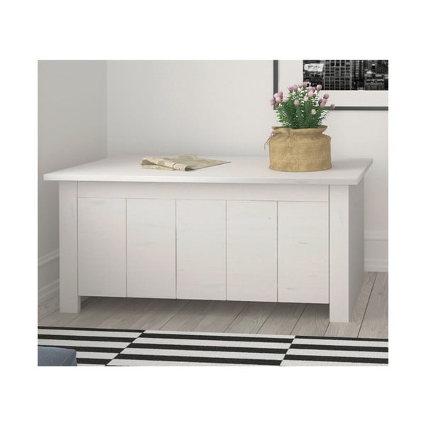 Biała skrzynia z litego drewna sosnowego 100x45 cm Bertram – Støraa-image-1