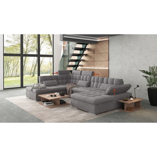 Szary rozkładany narożnik ze schowkiem (lewostronny/w kształcie litery U) Merkur – Ropez-image-1