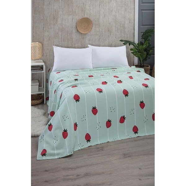Miętowa bawełniana narzuta 170x230 cm Strawberry – Mila Home