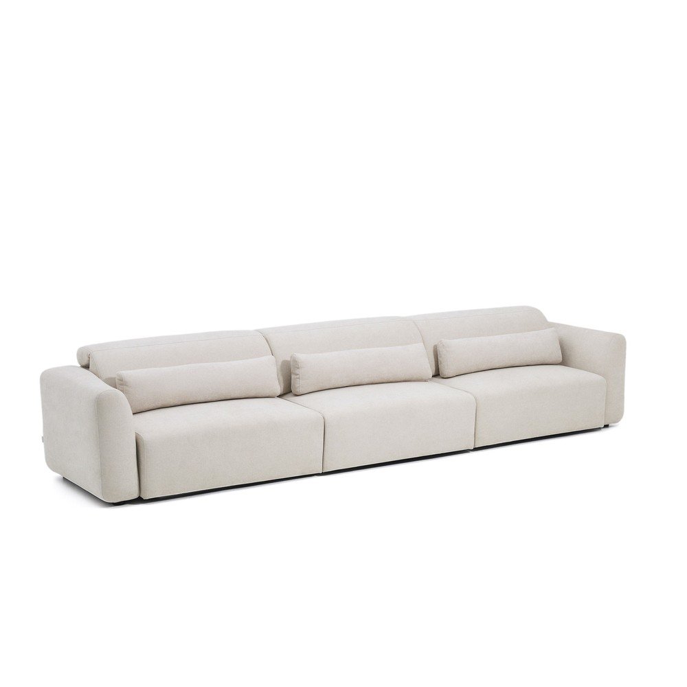 Beżowa częściowo rozkładana sofa z tkaniny szenilowej z szezlongiem 410 cm Lares – Kave Home