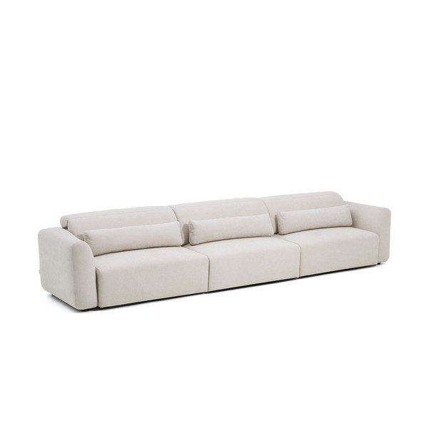 Beżowa częściowo rozkładana sofa z tkaniny szenilowej z szezlongiem 410 cm Lares – Kave Home