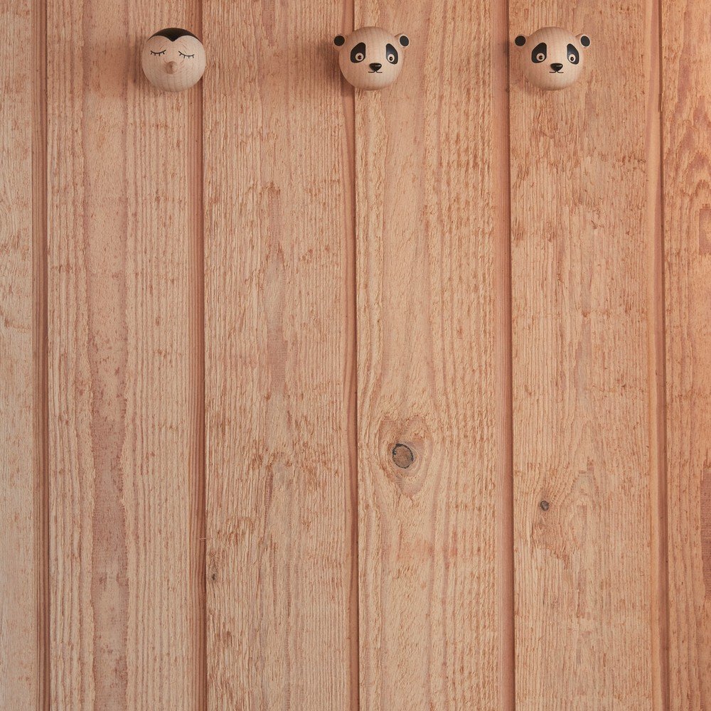 Ścienny haczyk z litego drewna bukowego w naturalnym kolorze Panda – OYOY Mini (zdjęcie 3)